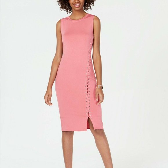 Material Girl Juniors Lace-up Body con Dress J249 - Picture 1 of 2